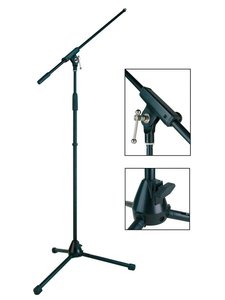MS-1400-BK  Boston Stage Pro Series microfoonstatief met hengel en in hoogte verstelbaar 94-168cm
