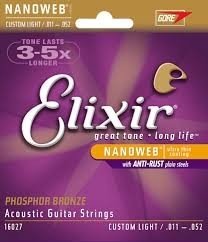 ELIXIR 16027 PHOSPHOR BRONZE NANOWEB CUSTOM LIGHT 11-52