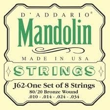 D'ADDARIO J62 80/20 BRONZE MANDOLIN STRINGS 10-34