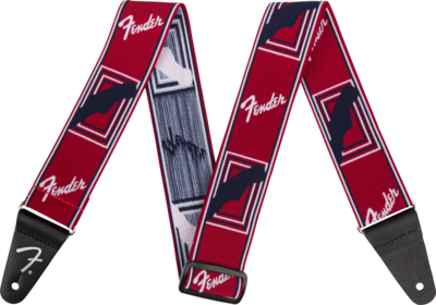 Fender WeighLess™ Monogram Strap, Red/White/Blue, 2"