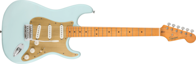 Fender Squire 40th Anniversary Stratocaster®, Vintage Edition, Maple Fingerboard, Gold Anodized Pickguard, Satin Sonic Blue