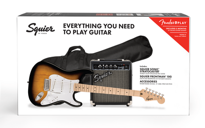 fender Squier Sonic™ Stratocaster® Pack, Maple Fingerboard, 2-Color Sunburst, Gig Bag, 10G - 230V EU