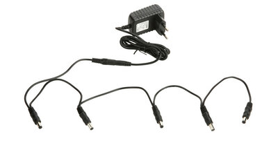 RockPower NT 50 - Power Supply Combo Pack (9V DC, 1.300 mA, (-) Center + Daisy Chain w/ 5 outputs, EU Plug)