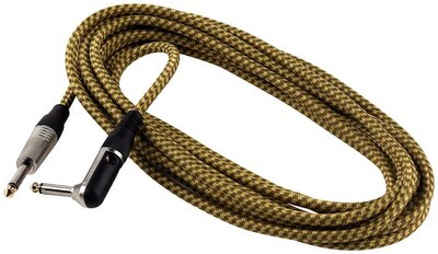RockCable Instrument Cable - angled / straight TS (6.3 mm / 1/4"), 6 m / 19.7 ft - Vintage Tweed
