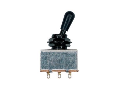 Boston toggle switch 3-way, block shape, black knob, black 